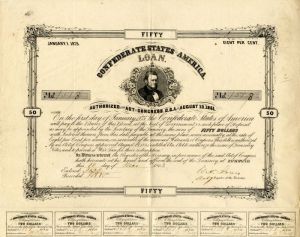 $50 Confederate States of America - Criswell-20 - 1861 dated Confederate Bond