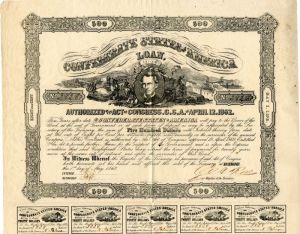 $500 Confederate States of America - Bond