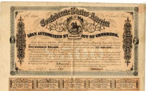 $500 Confederate States of America - Bond