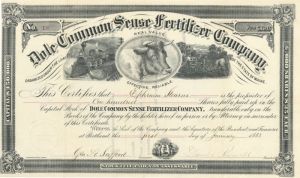 Dole Common Sense Fertilizer Co. - Stock Certificate