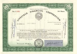 Livestock Financial Corp. - 1964 dated Stock Certificate