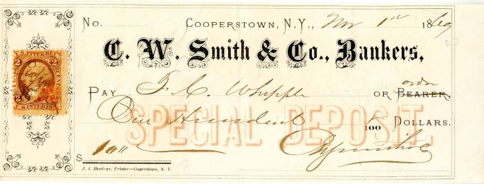 C.W. Smith and Co., Bankers -  Check