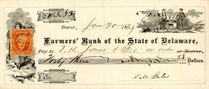 Farmers' Bank of the State of Delaware -  Check