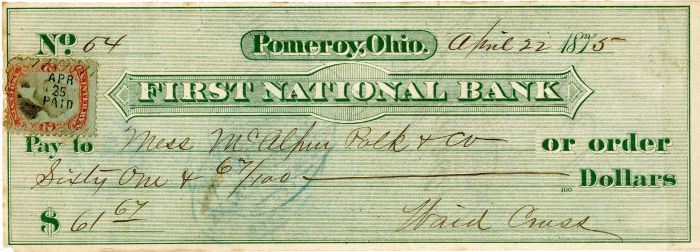 First National Bank -  Check