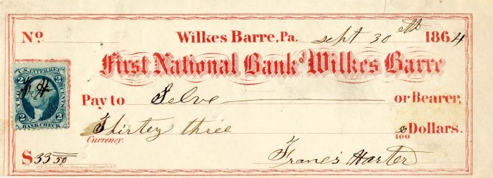 First National Bank of Wilkes Barre -  Check