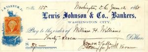 Lewis Johnson and Co., Bankers, Washington City -  Check