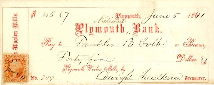 Plymouth Bank -  Check