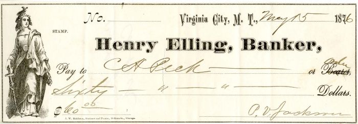 Henry Elling, Banker - Check