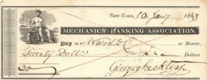 Mechanics' Banking Association - Check