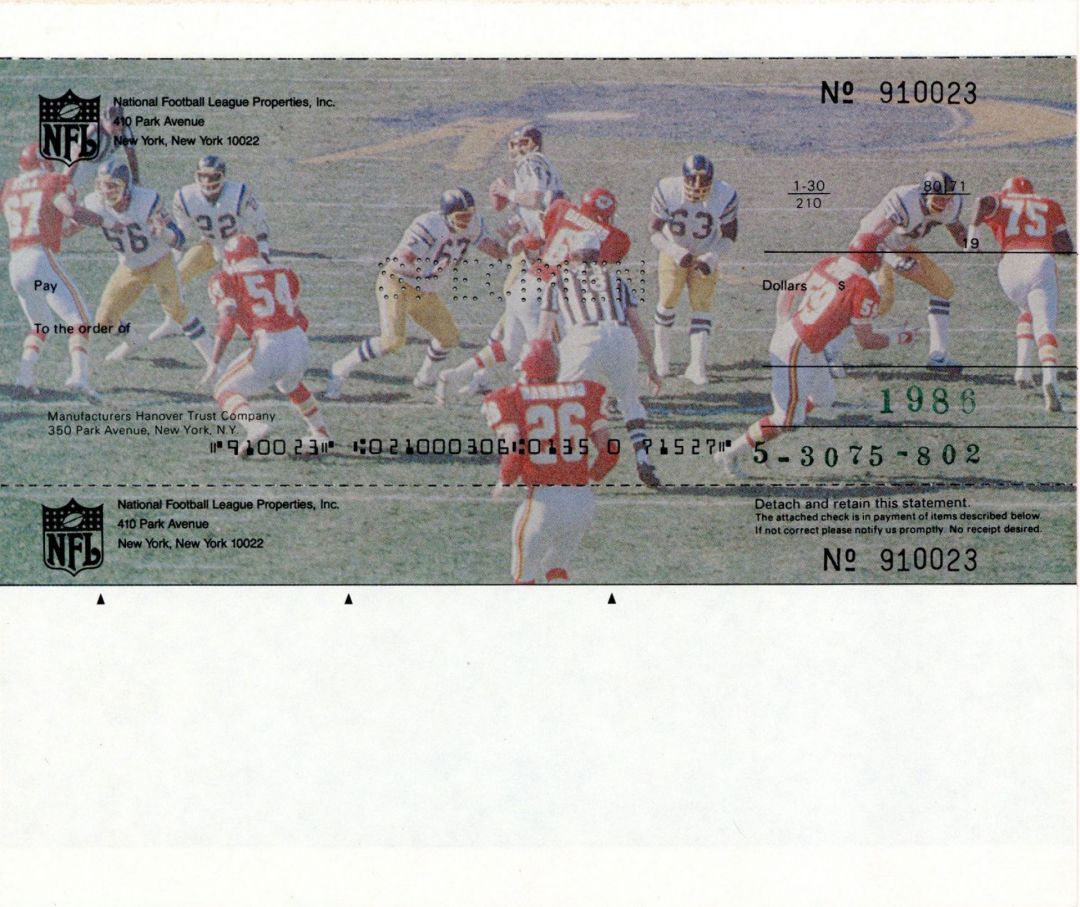 NFL Check - Specimen Check