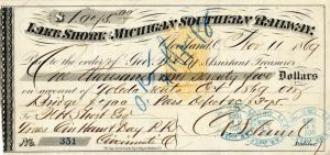 Lake Shore and Michigan Southern Railway - Railroad Check
