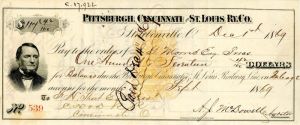 Pittsburgh, Cincinnati and St. Louis Ry.Co. - Railroad Check