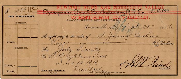 Chesapeake, Ohio and Southwestern R.R. Co. - Railroad Check