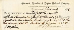 Cincinnati, Hamilton and Dayton Railroad Co. - Railroad Check