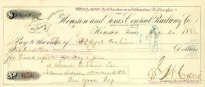 Houston and Texas Central Railway Co. - Railroad Check