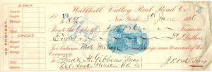 Wallkill Valley Rail Road Co. - Railroad Check