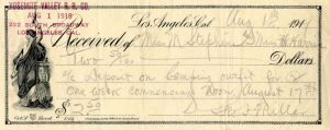 Yosemite Valley Railroad Co. - Railroad Receipt