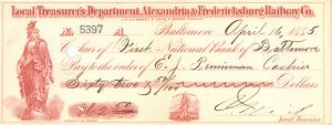 Local Treasurer's Department, Alexandria and Fredericksburg Railway Co. -  Checks