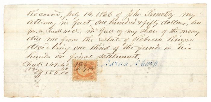 1866 Receipt - Checks