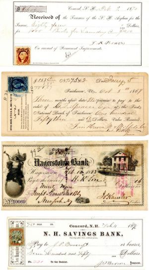 Lot of Checks with Revenue Stamps - Checks - Americana