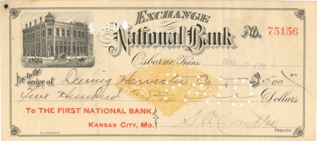 Exchange National Bank - Imprinted Revenue Checks