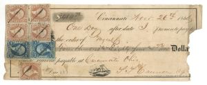 Check with 7 revenue stamps - 1866 dated Check