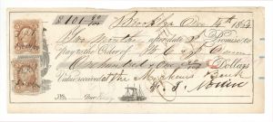 Check with 2 revenue stamps - 1864 dated Check