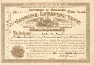 Gaskell Literary Club - Club Certificate