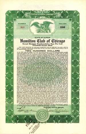 Hamilton Club of Chicago - $200 Bond