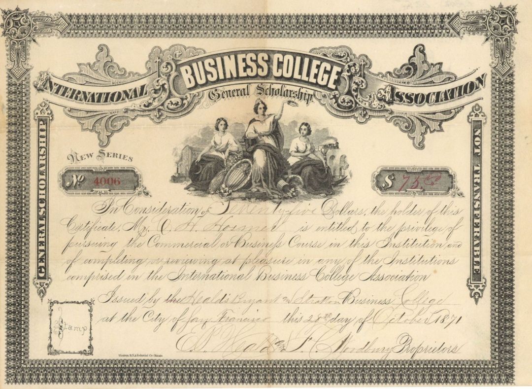 International Business College Association - Scholarship Certificate