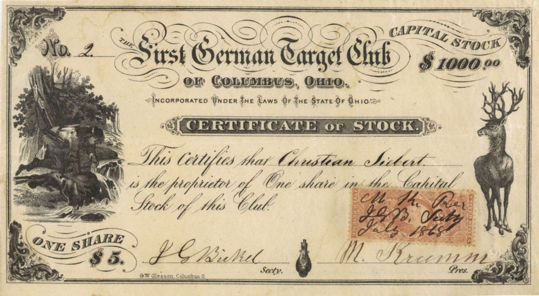 First German Target Club dated 1868 - Club Stocks and Bonds
