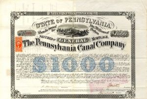 Pennsylvania Canal Co. - $1,000 Bond