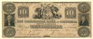 Commercial Bank of Columbia - 1855 dated $10 Obsolete Banknote - Paper Money - SOLD