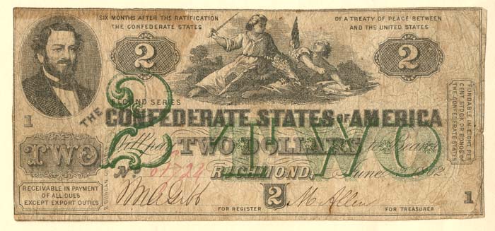 Confederate $2 Note