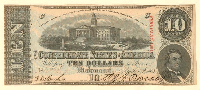 Confederate $10 Note