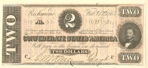 Confederate $2 Note - T-70 CR-567 - Confederate Paper Money - Memoriam Printed at Back