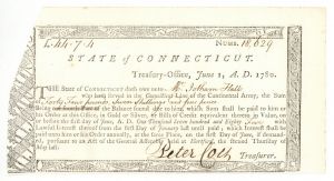 Continental Army Connecticut Line Bond issued to a Revolutionary War Soldier and Signed by Peter Colt