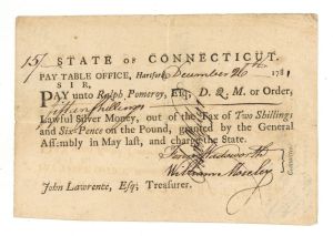 1781 dated Pay Table Office Order signed by Sam Wyllys - American Revolutionary War Autograph