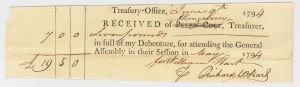 1790's dated Connecticut Pay Order for Attending the General Assembly - Andrew Kingsbury Treasurer