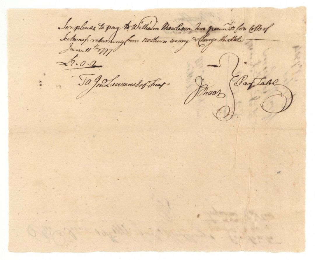 Document Signed by Jesse Root - American Revolutionary War - 1777 dated Autograph
