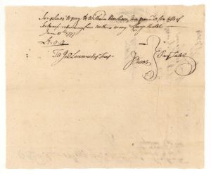 Document Signed by Jesse Root - American Revolutionary War - 1777 dated Autograph