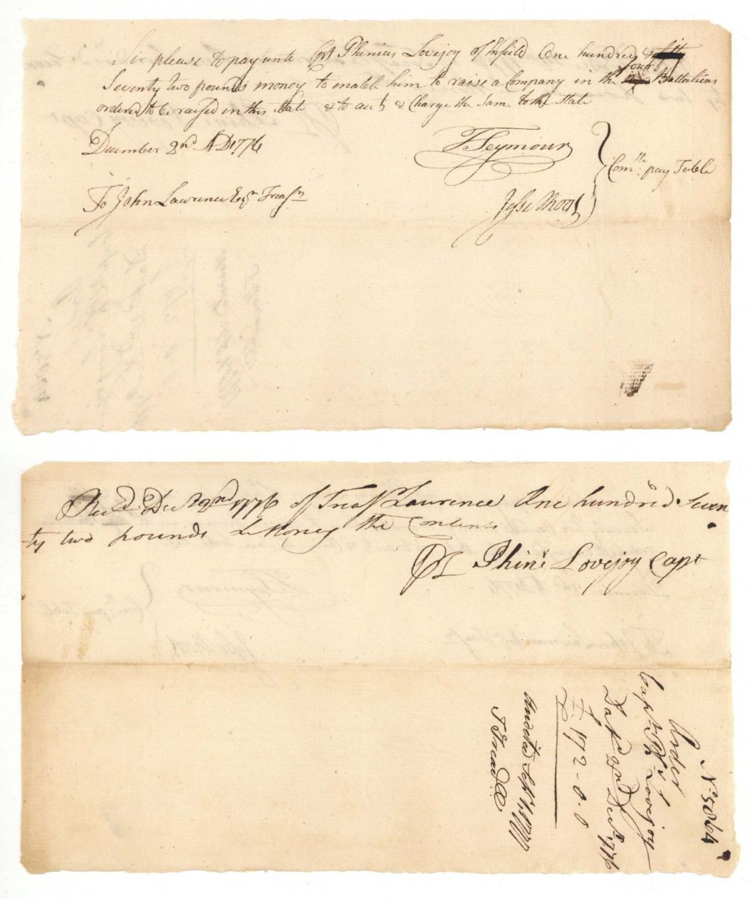 Pay Order Signed by Jesse Root - American Revolutionary War - 1776 dated Autograph