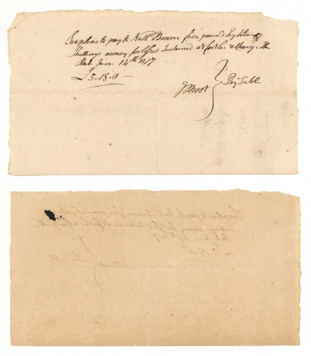 Pay Order Signed by Jesse Root - American Revolutionary War - 1777 dated Autograph