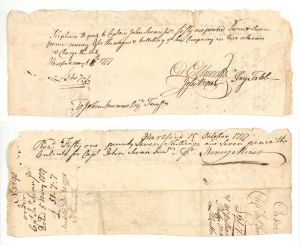 Oliver Ellsworth and Jesse Root signed Revolutionary War Pay Order - Connecticut - 1777 dated American Revolutionary War Autograph