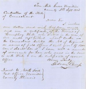 Revolutionary War Pension for Humphrey White - Connecticut - 1853 dated American Revolutionary War
