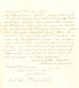 Revolutionary War Pension for Thadius Owens - Connecticut - 1856 dated American Revolutionary War