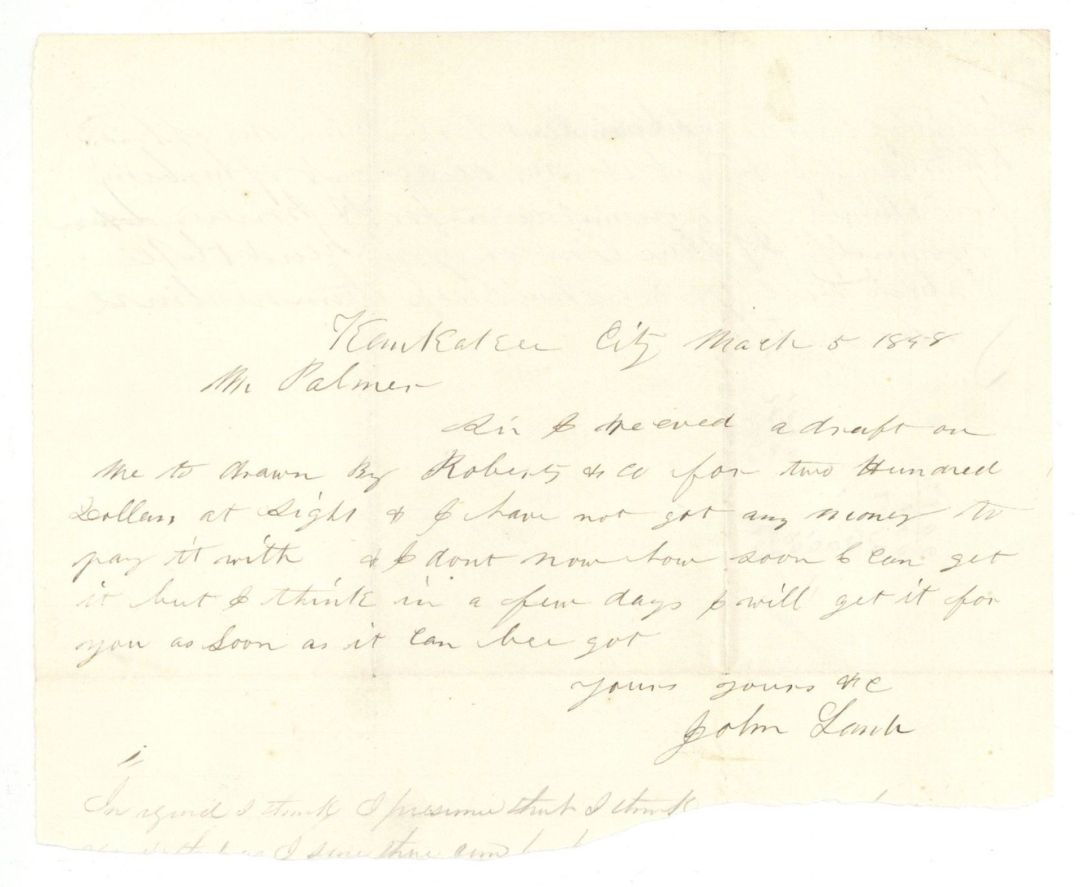 Revolutionary War Pension for John Lamb - Connecticut - 1858 dated American Revolutionary War