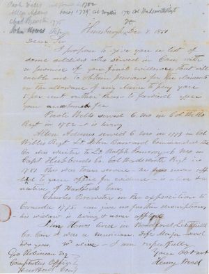 Revolutionary War Pension for 4 Soldiers - Connecticut - 1851 dated American Revolutionary War