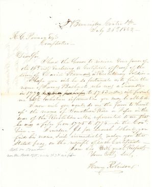 Revolutionary War Pension for David Stannard - Connecticut - 1852 dated American Revolutionary War