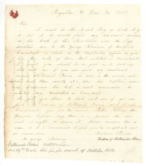 Revolutionary War Pension for Nathaniel Perrin - Connecticut - 1853 dated American Revolutionary War